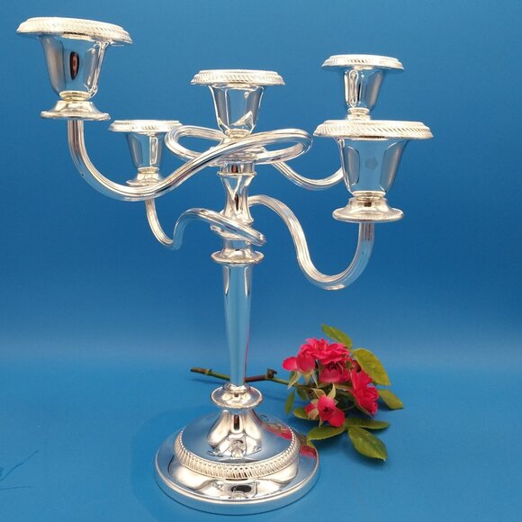 Other - Vtg silver tone five light candelabra, candle holder